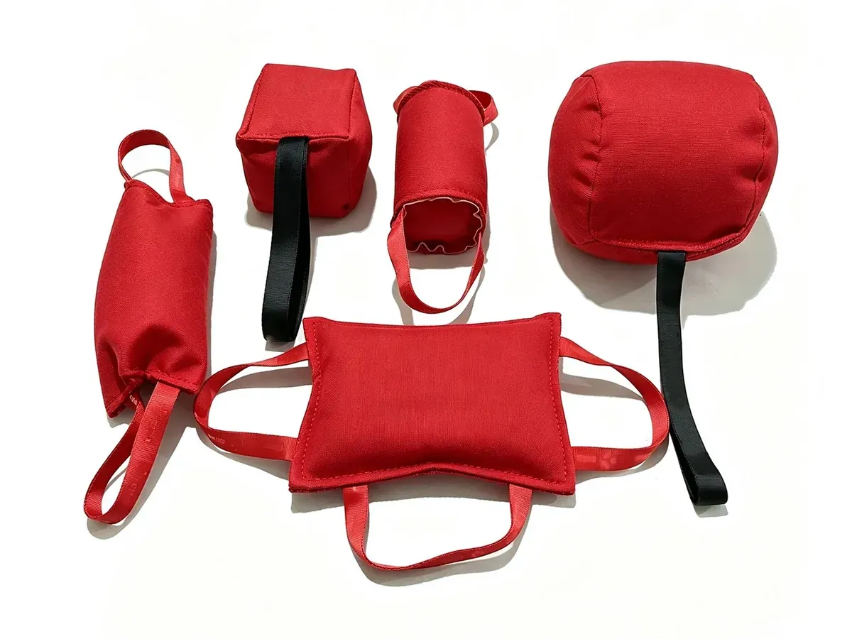 White background flat dog bite bag for training