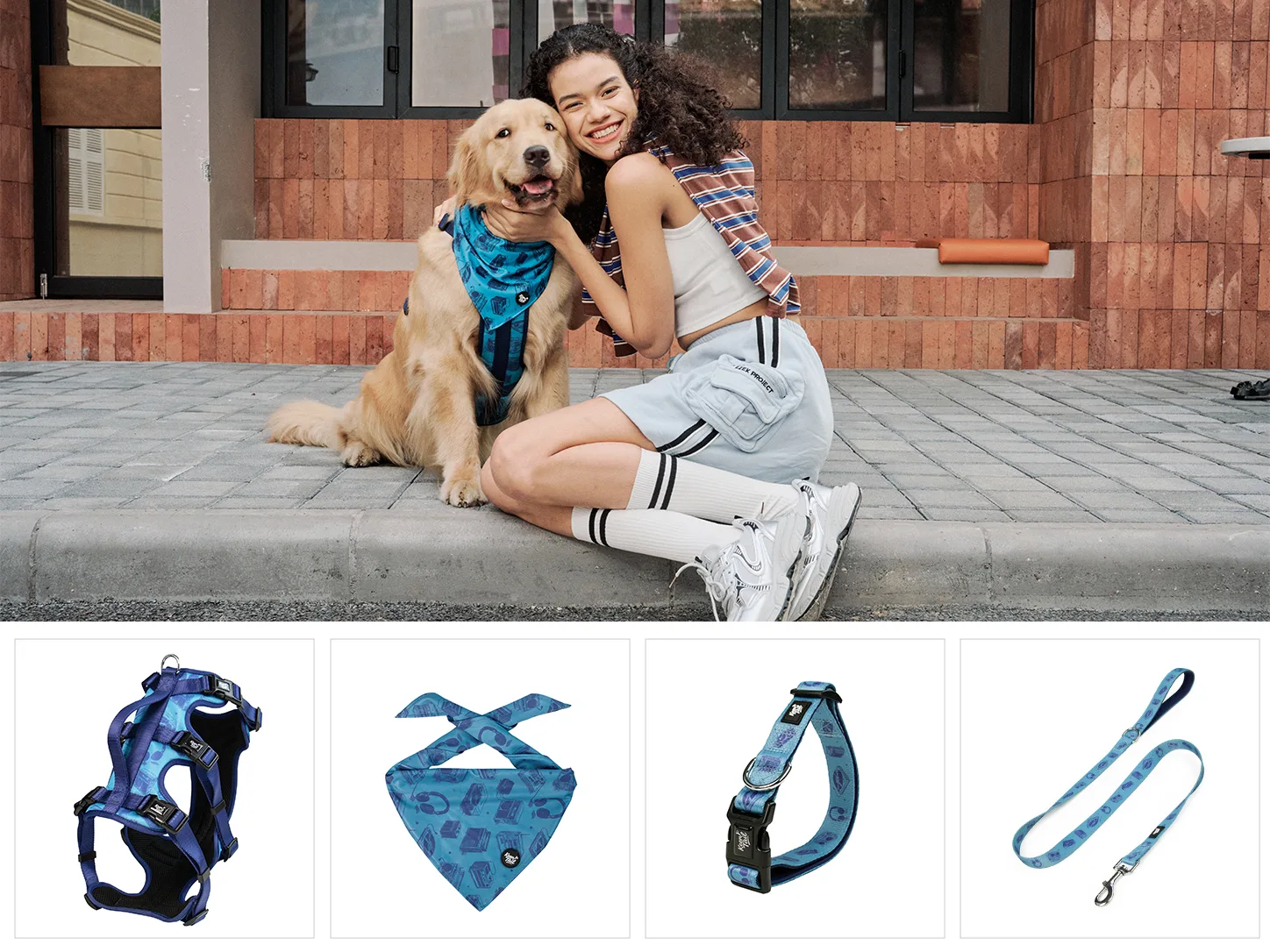 Set da passeggio per cani Coastal Blue